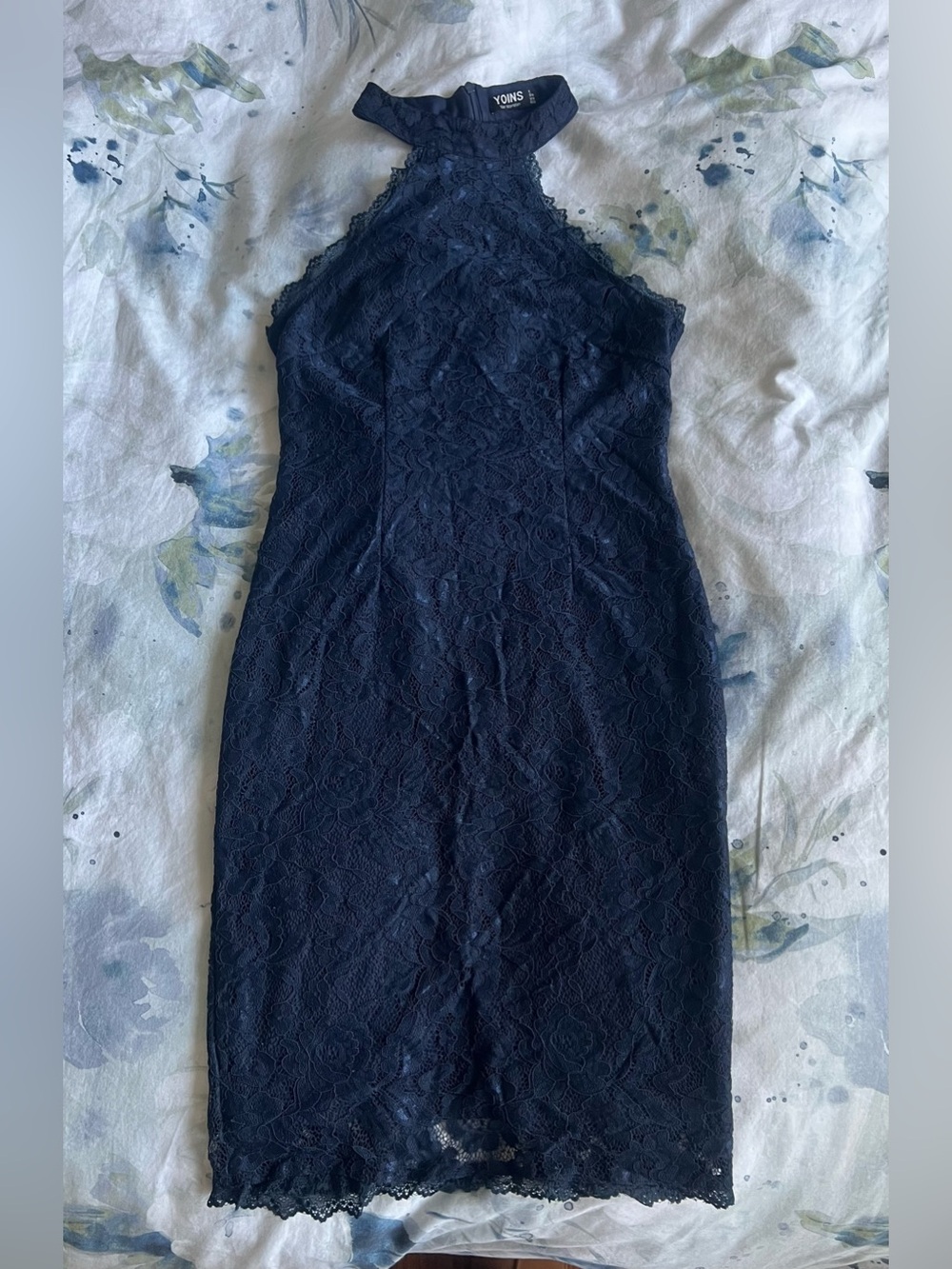 Elegant Navy Lace Dress